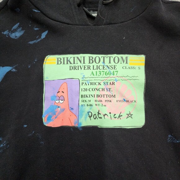 Spongebob Patrick Star Hoodie Black Bikini Bottom Drivers License - Size L - Picture 2 of 16